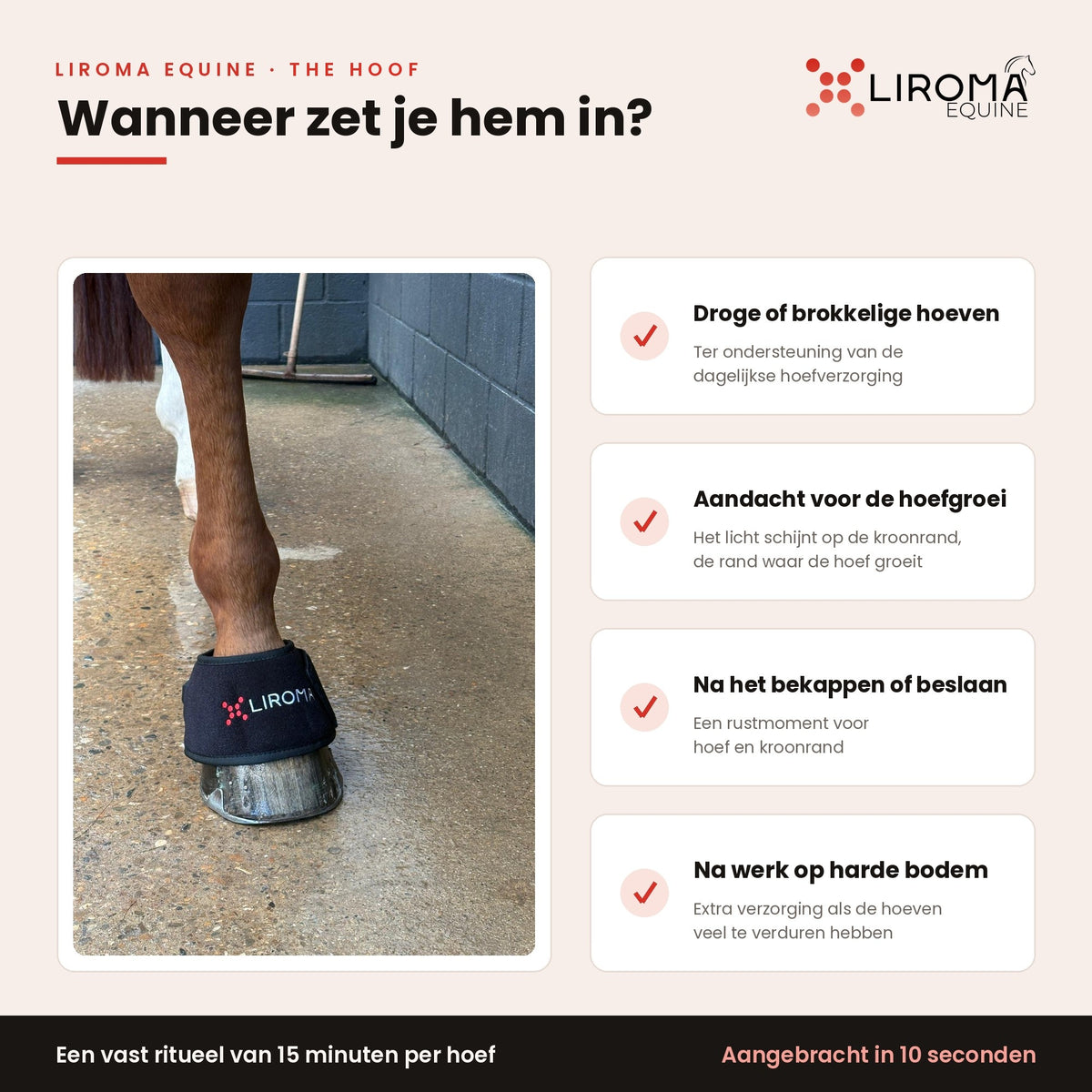 Wanneer je The Hoof inzet: vier situaties, van droge hoeven tot na het beslaan