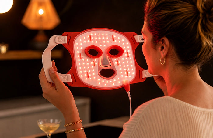 Liroma GLOW rood licht masker met LED verlichting aan de binnenzijde