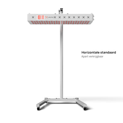Liroma Advanced Gen5 roodlichtlamp horizontaal op de verrijdbare vloerstandaard, apart verkrijgbaar